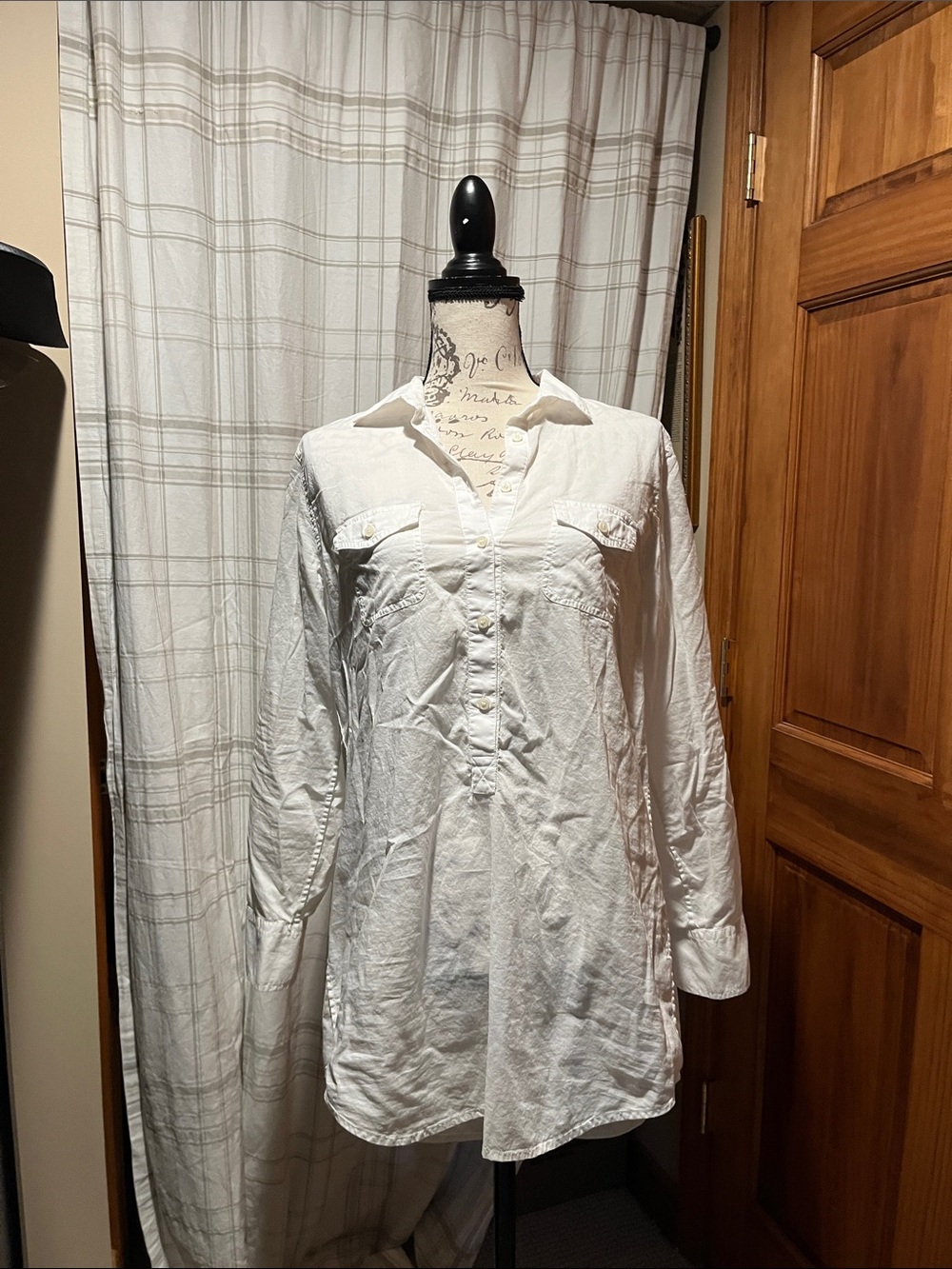 Womens J. Crew Factory White Button-Front Tunic Shirt